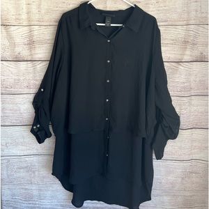 Lane Bryant black sheer high low blouse sz 22/24